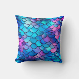"Aqua Shimmer Iridescent Mermaid Scales" Kussen