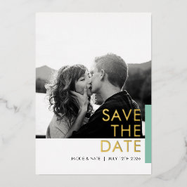 Aqua Shimmer Save the Date folie card Uitnodiging