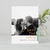 Aqua Shimmer Save the Date folie card Uitnodiging (Staand Voorkant)