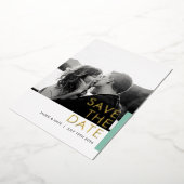 Aqua Shimmer Save the Date folie card Uitnodiging (Gedraaid)