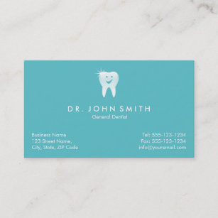 Aqua Shiny Smiling Tooth Dental Appointment Afsprakenkaartje