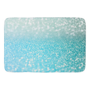 Aqua Silver Beach Blue Summer Glitter Gradient Badmat