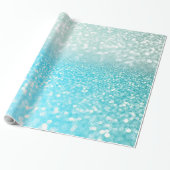 Aqua Silver Beach Blue Summer Glitter Gradient Cadeaupapier (Uitgerold)