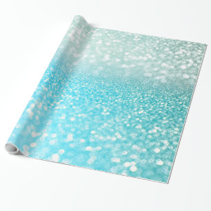 Aqua Silver Beach Blue Summer Glitter Gradient Cadeaupapier