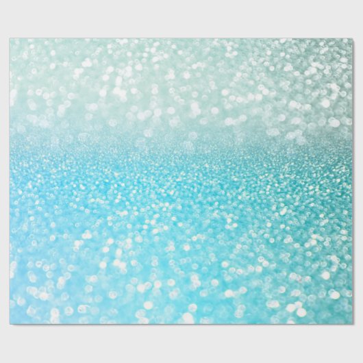 Aqua Silver Beach Blue Summer Glitter Gradient Cadeaupapier (Vlak)
