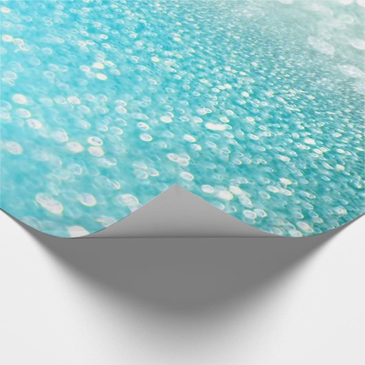 Aqua Silver Beach Blue Summer Glitter Gradient Cadeaupapier (Hoek)