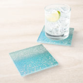 Aqua Silver Beach Blue Summer Glitter Gradient Glazen Onderzetter (Schuin)