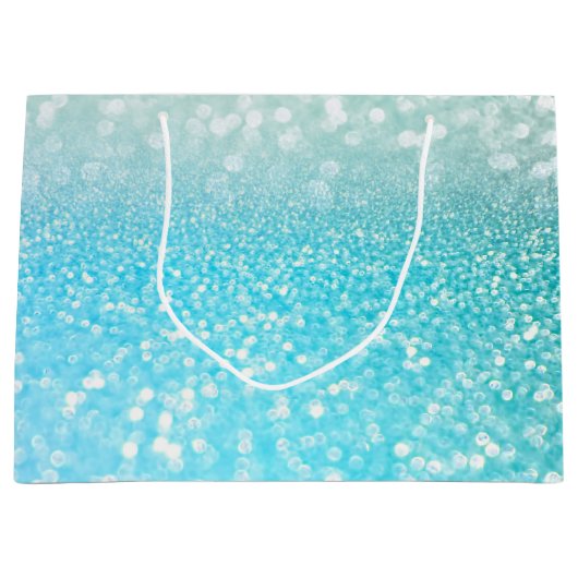 Aqua Silver Beach Blue Summer Glitter Gradient Groot Cadeauzakje (Voorkant)