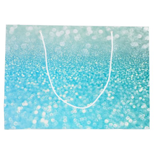 Aqua Silver Beach Blue Summer Glitter Gradient Groot Cadeauzakje (Achterkant)