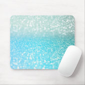 Aqua Silver Beach Blue Summer Glitter Gradient Muismat (Met muis)