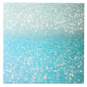 Aqua Silver Beach Blue Summer Glitter Gradient Tegeltje