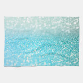 Aqua Silver Beach Blue Summer Glitter Gradient Theedoek (Horizontaal)