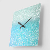 Aqua Silver Beach Blue Summer Glitter Gradient Vierkante Klok (Hoek)
