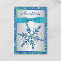 Aqua, Silver, Blue Snowflake Enclosure Card