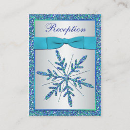 Aqua, Silver, Blue Snowflake Enclosure Card Informatiekaartje