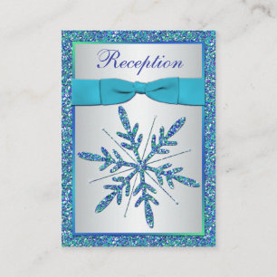 Aqua, Silver, Blue Snowflake Enclosure Card Informatiekaartje