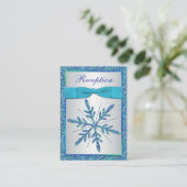Aqua, Silver, Blue Snowflake Enclosure Card Informatiekaartje (Staand voorkant)