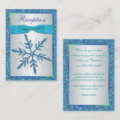 Aqua, Silver, Blue Snowflake Enclosure Card Informatiekaartje (Voorkant / Achterkant)