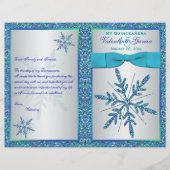 Aqua Silver Blue Snowflakes Quinceañera-programma (Voorkant)