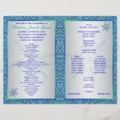 Aqua Silver Blue Snowflakes Quinceañera-programma (Achterkant)