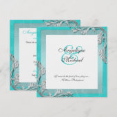 Aqua Silver bruiloft verloving Kaart (Voorkant / Achterkant)