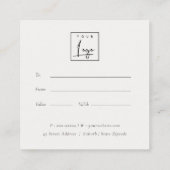 Aqua Silver Brush Stoke Logo Cadeaucertificaat Vierkante Visitekaartje (Achterkant)