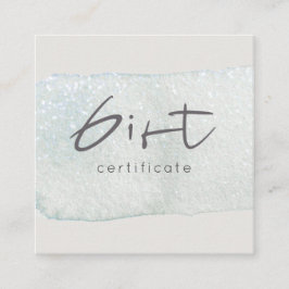 Aqua Silver Brush Stoke Logo Cadeaucertificaat Vierkante Visitekaartje
