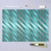 Aqua & Silver Diagonal Stripe Christmas  Tissuepapier (Craft)