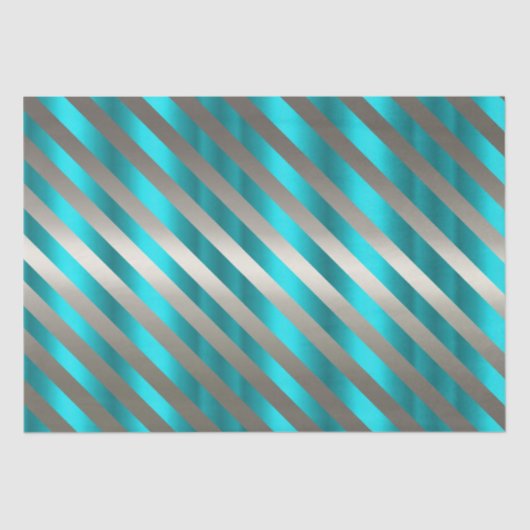 Aqua & Silver Diagonal Stripe Christmas  Tissuepapier (Voorkant)