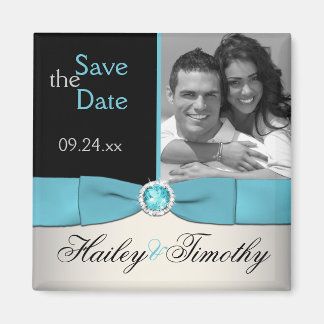 Aqua, Silver en Black Save the Date Photo Magnet