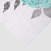 Aqua Silver Floral Bouquet Waterverf Ontkoppeling Tissuepapier (Detail)