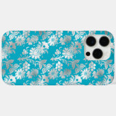 Aqua Silver Floral Case-Mate iPhone Case (Achterkant (horizontaal))