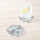 Aqua Silver Glam Glitz Ananas Zandsteen Onderzetter (Zijkant)