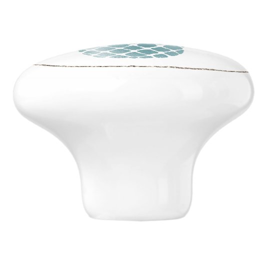 Aqua Silver Glam Glitz Pineappel Keramische Knop (Zijkant)