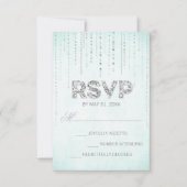 Aqua & Silver Glitter Blik Weddenschap RSVP-kaart RSVP Kaartje (Voorkant)