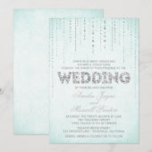 Aqua & Silver Glitter Watch Wedding Invitation Kaart (Voorkant / Achterkant)