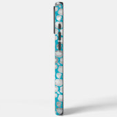 Aqua Silver Leopard Animal Print Monogram Case-Mate iPhone Case (Achterkant / Links)