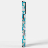 Aqua Silver Leopard Animal Print Monogram Case-Mate iPhone Case (Achterkant / Rechts)