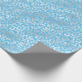 Aqua Silver Leopard Print Cadeaupapier (Hoek)