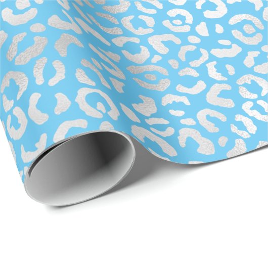 Aqua Silver Leopard Print Cadeaupapier (Rol Hoek)