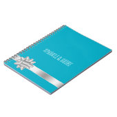 Aqua Silver Ribbon Bow Notitieboek (Linkerzijde)