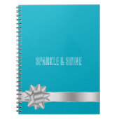Aqua Silver Ribbon Bow Notitieboek (Voorkant)