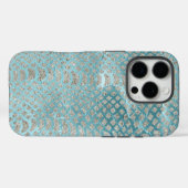 Aqua Silver Snake Print Case-Mate iPhone Case (Achterkant (horizontaal))