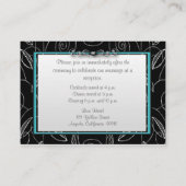Aqua & Silver Tortelduifjes bruiloft receptie Kaar Informatiekaartje (Achterkant)