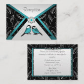 Aqua & Silver Tortelduifjes bruiloft receptie Kaar Informatiekaartje (Voorkant / Achterkant)