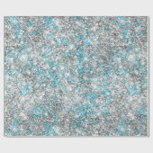 Aqua Silver Unicorn Glitter Sparkle Cadeaupapier (Vlak)