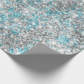 Aqua Silver Unicorn Glitter Sparkle Cadeaupapier (Hoek)