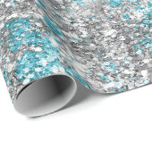 Aqua Silver Unicorn Glitter Sparkle Cadeaupapier (Rol Hoek)