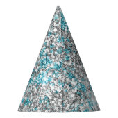 Aqua Silver Unicorn Glitter Sparkle Feesthoedjes (Achterkant)