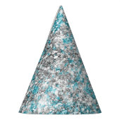 Aqua Silver Unicorn Glitter Sparkle Feesthoedjes (Links)